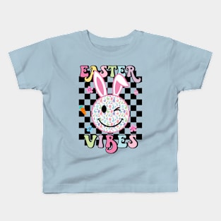 Easter Vibes Smiles Happy Face Bunny Happy Easter Kids T-Shirt